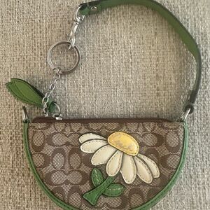 Coach Signature Brown  and Green key chain/coin purse